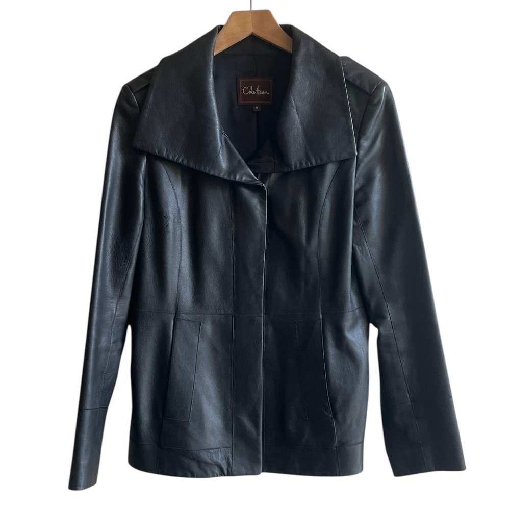 Cole Haan black lamb skin jacket size 8